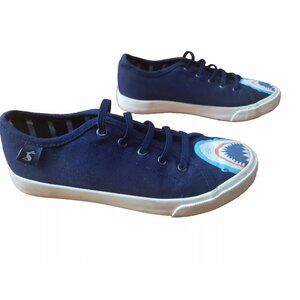 Joules Boys Navy Shark Slip On Canvas Sneaker Size USA 4 UK 3 EU 36